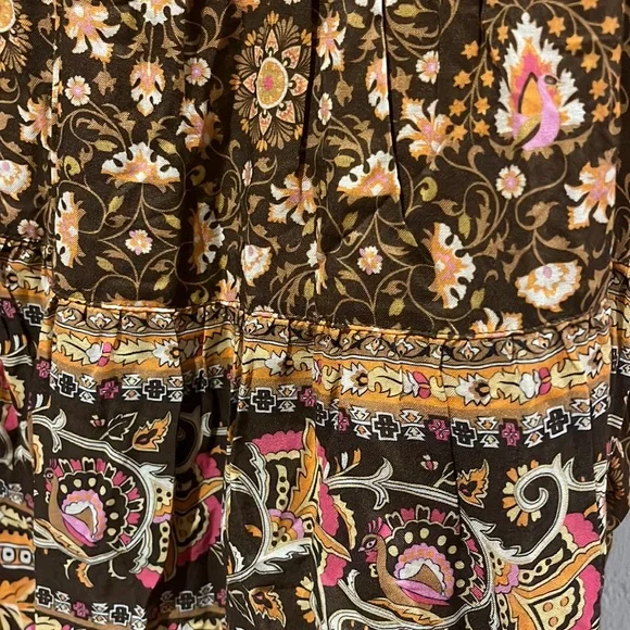 New SPELL MADAME PEACOCK BOHO festival Relax fit MINI DRESS - COFFEE - Picture 13 of 14